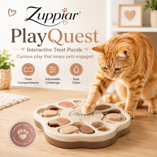 Zuppiar™ PlayQuest Interactive Dog & Cat Treat Puzzle – Adjustable Enrichment Toy
