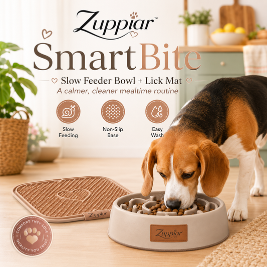 Zuppiar™ SmartBite Slow Feeder Dog Bowl & Lick Mat Set – Nonslip Pet Feeding Kit