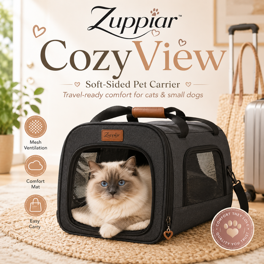 Zuppiar™ CozyView Soft-Sided Pet Carrier – Airline-Friendly Cat & Small Dog Travel Bag